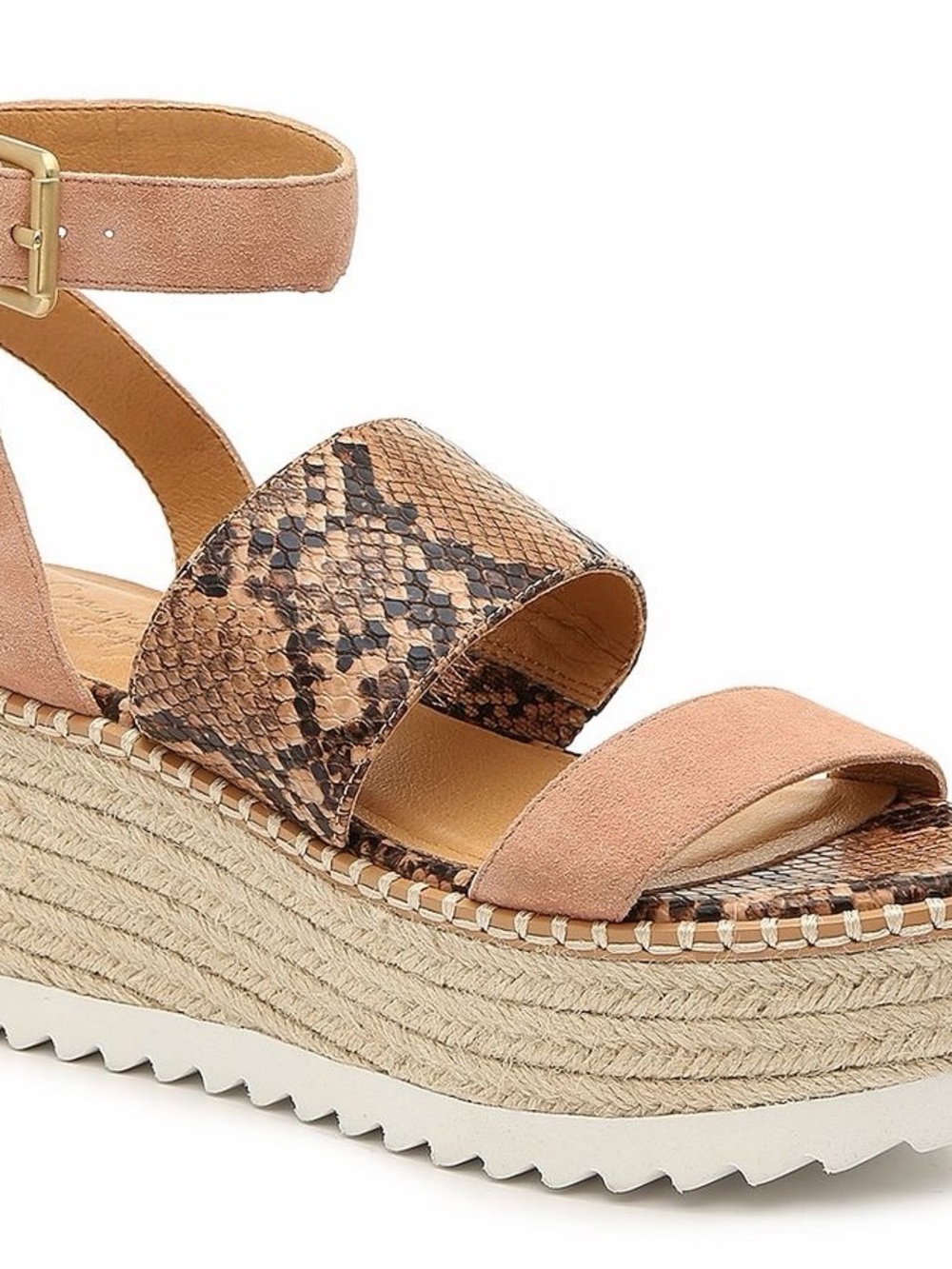 Wedge Espadrille Sandal - Pink Snake Print